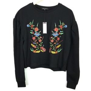 Cozy Juliet Boho Puff Sleeve Floral Sweatshirt NWT